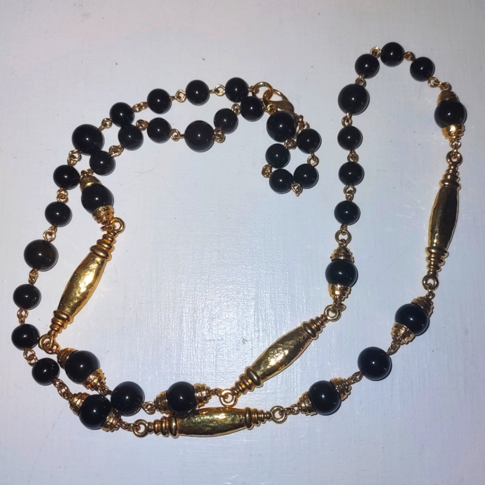 Vintage Monet Gold & Black Necklace